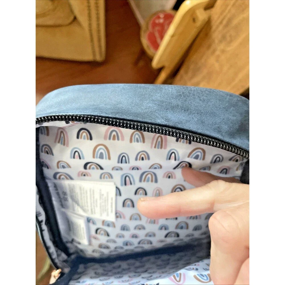 Petunia Pickle Bottom Backpack Diaper Bag Navy Blush Rose Gold
